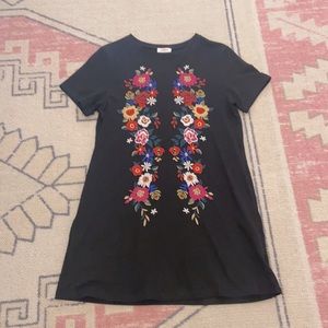Umgee black floral embroidered dress